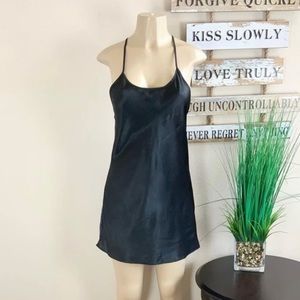 Amelia’s Vintage Black Satin Open Back Nighty